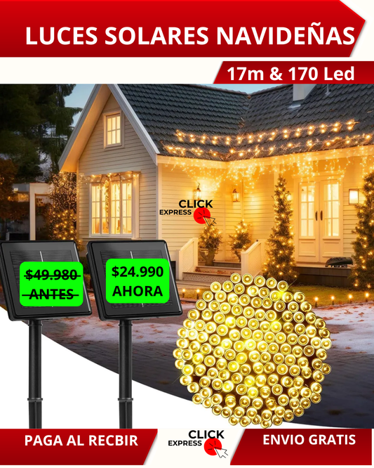 LUCES NAVIDEÑAS SOLARES  De 17m & 170 Led